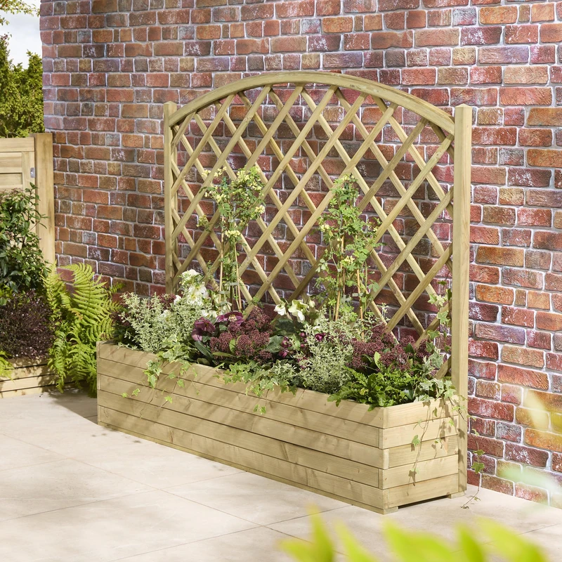 Rowlinson Trough Planter With Lattice - 1.8m