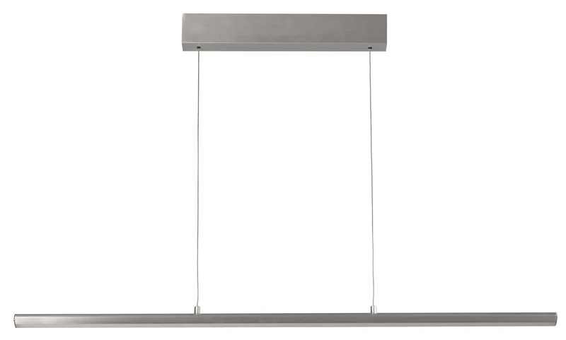Borena Pendant Light, Aluminium/Nickel-Coloured, Cable Lift, Length: 113 cm, Width: 6.5 cm, Height Adjustable 70-180 cm, with Button infinitely dimmable, Colour Temperature Setting, 3 Levels, 1x LED