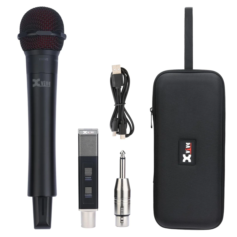 Xvive M5 Handheld Wireless Microphone System, 5.8GHz Plug-and-Play Wireless XLR Mic with Compact Receiver, Auto Channel Scan, 24-bit/48kHz Audio for Church, Live Vocals, Speakers & Events