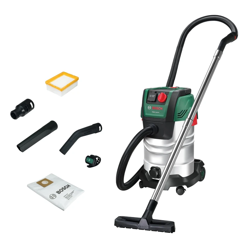 Bosch PAS30-240PRS Electric Vacuum Cleaner (Extension pipes, Suction hose, Handle pipe, Floor nozzle, Crevice nozzle, Fleece bag, Flat pleated filter, UniversalAdapter, Remote)