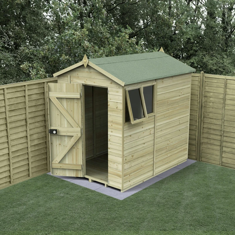 Forest Garden 5x7 Wooden Apex Shed|2 Windows|1 Opening |Timberdale Outdoor Storage with Floor| 25 Yr Anti-Rot Protection