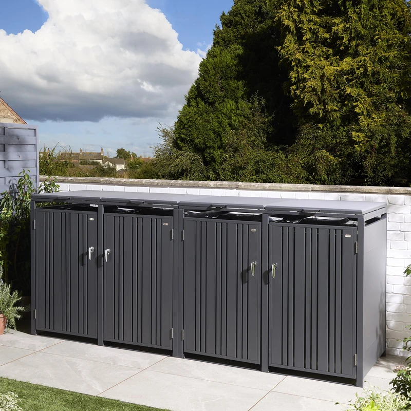 Rowlinson Wimbledon Quadruple Bin Store - Anthracite