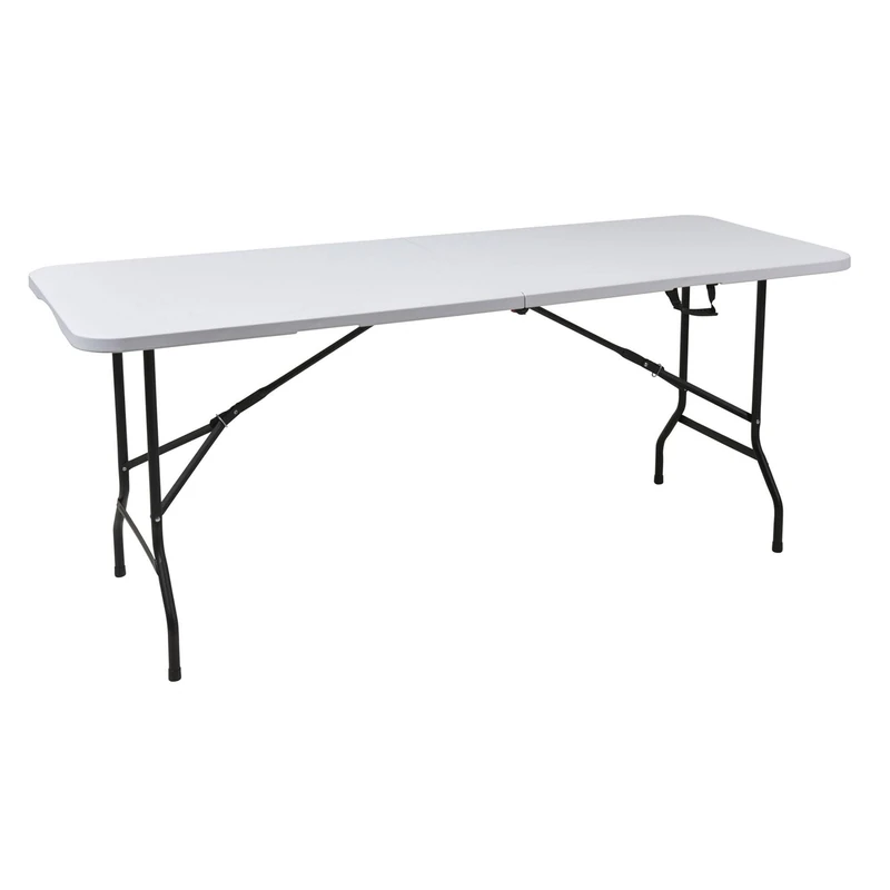 Well Home Folding Table 180x68x74 cm PE White, Matt Black Metal Frame, Thickness 32 mm