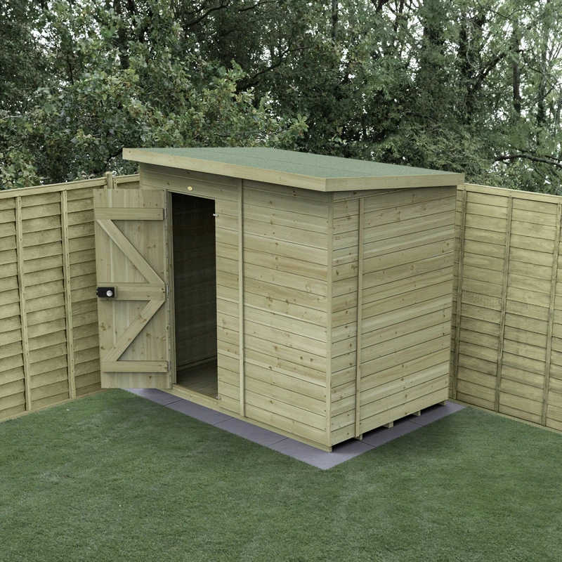 Forest Garden 7x5 Wooden Pent Shed|No Windows|Timberdale Outdoor Storage with Floor| 25 Yr Anti-Rot Protection