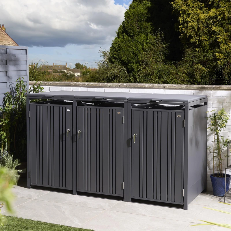 Rowlinson Wimbledon Triple Bin Store - Anthracite