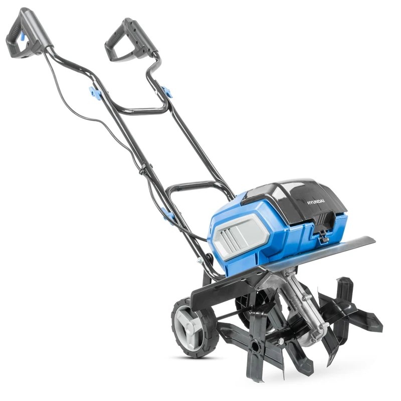 Hyundai 36cm / 14” 40V Cordless Tiller (2x20V), Brushless Motor, 205mm Depth, 4 Steel Blades, 2x 4.0Ah Batteries & Dual Charger