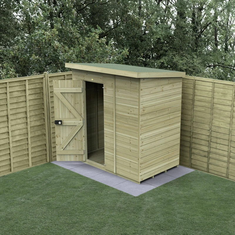 Forest Garden 6x4 Wooden Pent Shed|No Windows|Timberdale Outdoor Storage with Floor| 25 Yr Anti-Rot Protection