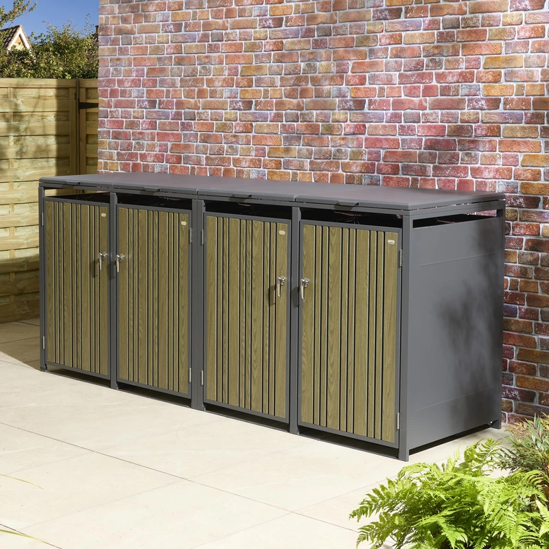 Rowlinson Wimbledon Quadruple Bin Store - Oak