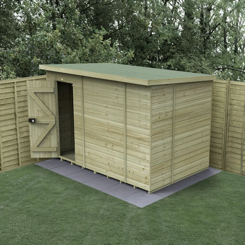 Forest Garden 10x6 Wooden Pent Shed|No Windows|Timberdale Outdoor Storage with Floor| 25 Yr Anti-Rot Protection