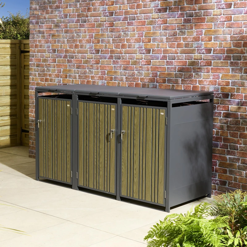 Rowlinson Wimbledon Triple Bin Store - Oak
