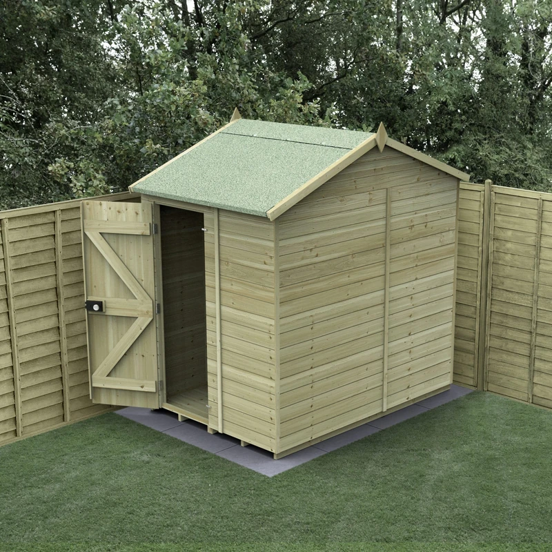 Forest Garden 5x7 Reverse Apex Wooden Shed|No Windows |Timberdale Outdoor Storage with Floor| 25 Yr Anti-Rot Protection