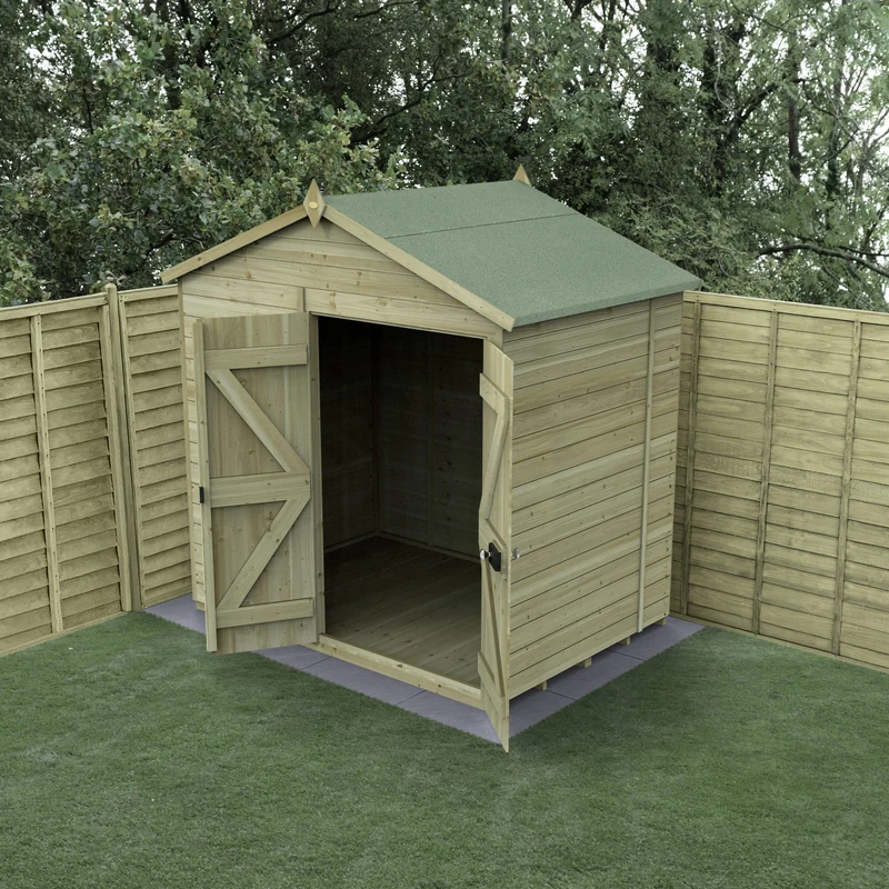 Forest Garden 7x5 Wooden Apex Shed|Double Door|No Windows |Timberdale Outdoor Storage with Floor| 25 Yr Anti-Rot Protection