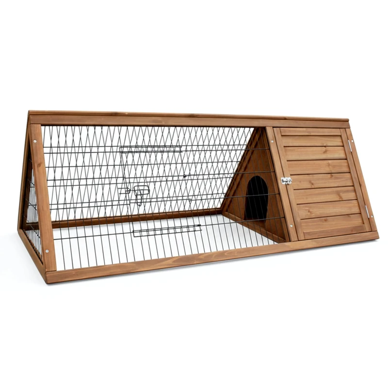 Outdoor Rabbit Run | Apex Roof Guinea Pig Exercise Enclosure | Wooden Small Animal Play Area | Large – 150 x 62 x 53 cm