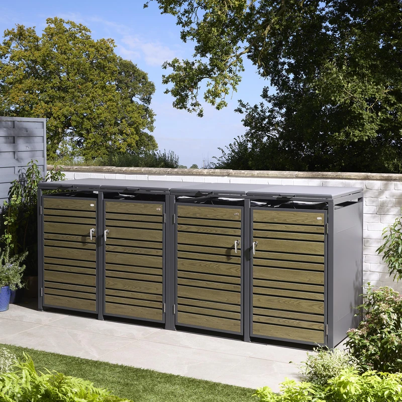 Rowlinson Chelsea Quadruple Bin Store - Oak