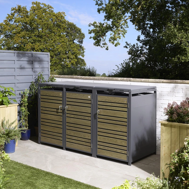 Rowlinson Chelsea Triple Bin Store - Oak