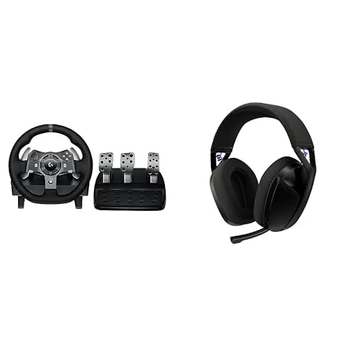 Logitech G G920 Driving Force Racing Wheel and Floor Pedals, Real Force Feedback,G321 LIGHTSPEED Wireless Bluetooth Gaming Headset,20+ hrs battery, PC, PS4, PS5, Nintendo Switch, Mobile - Black