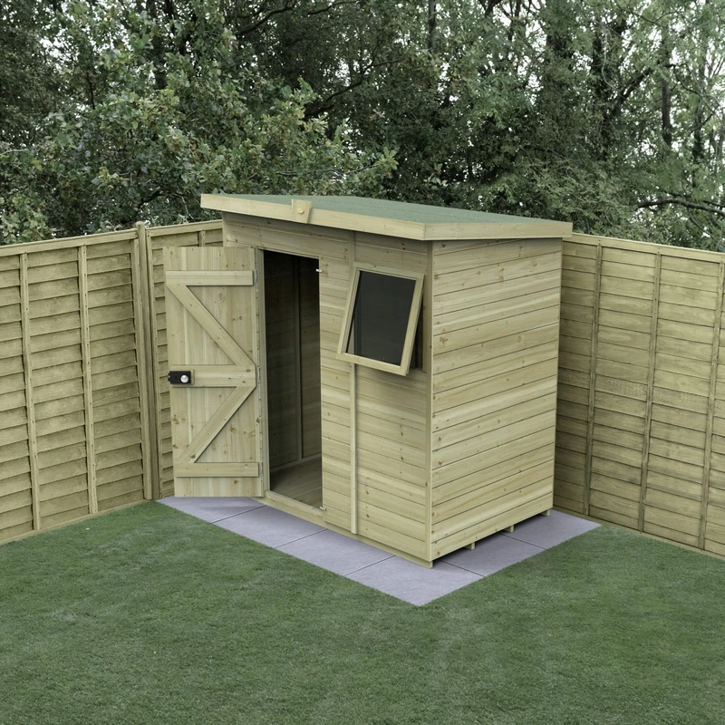 Forest Garden 6x4 Wooden Pent Shed|1 Opening Window|Timberdale Outdoor Storage with Floor| 25 Yr Anti-Rot Protection