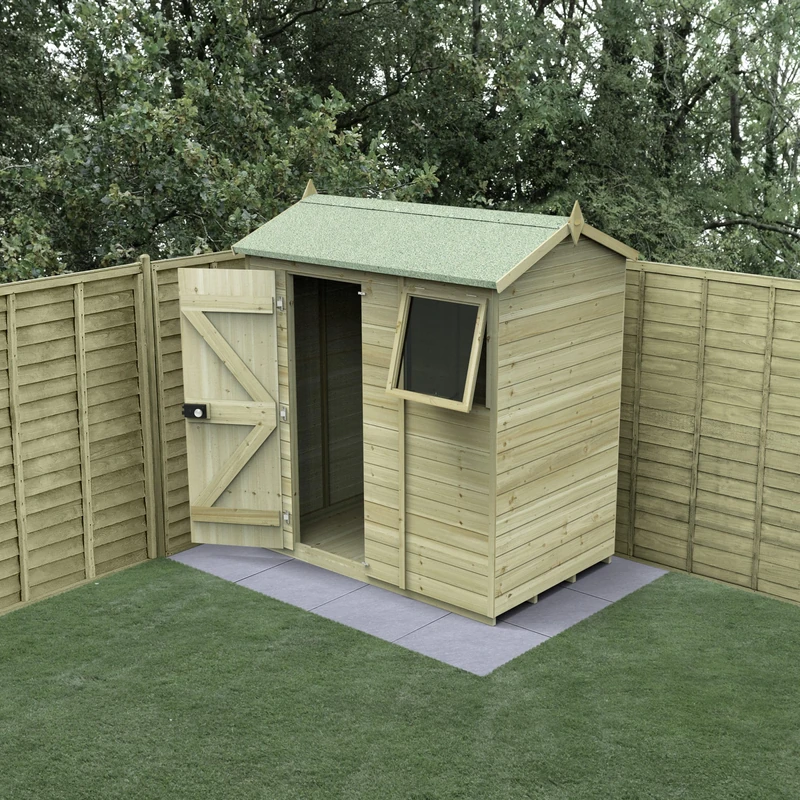 Forest Garden 6x4 Reverse Apex Wooden Shed|1 Opening Window|Timberdale Outdoor Storage with Floor| 25 Yr Anti-Rot Protection