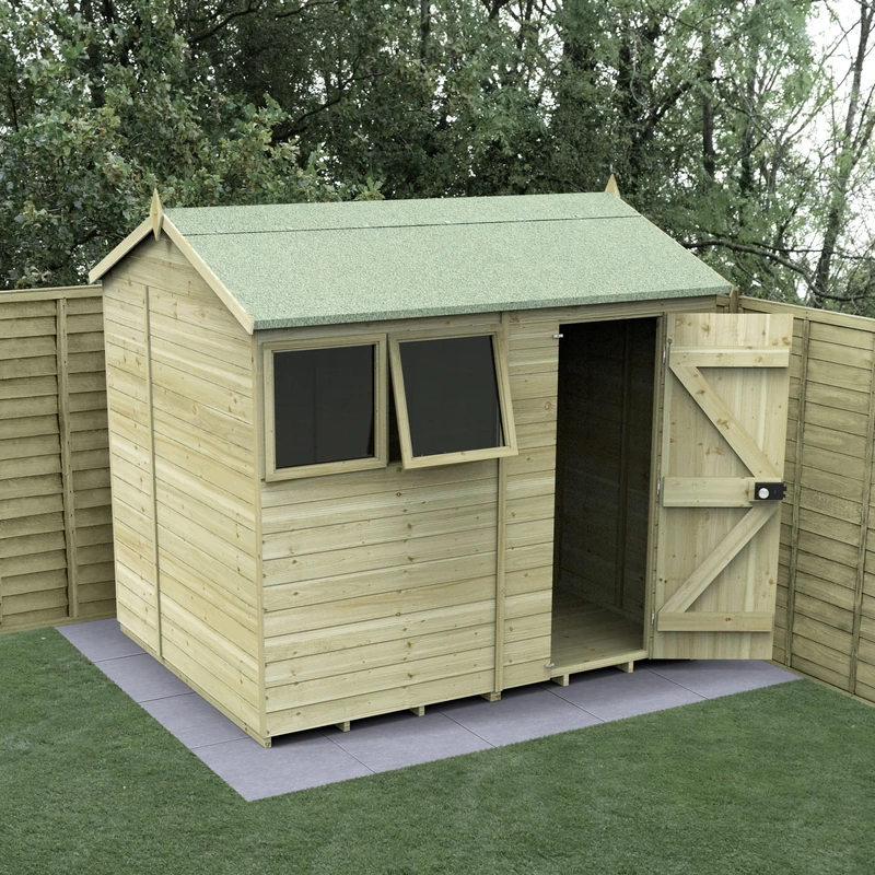 Forest Garden 8x6 Reverse Apex Wooden Shed|2 Window|1 Opening |Timberdale Outdoor Storage with Floor| 25 Yr Anti-Rot Protection