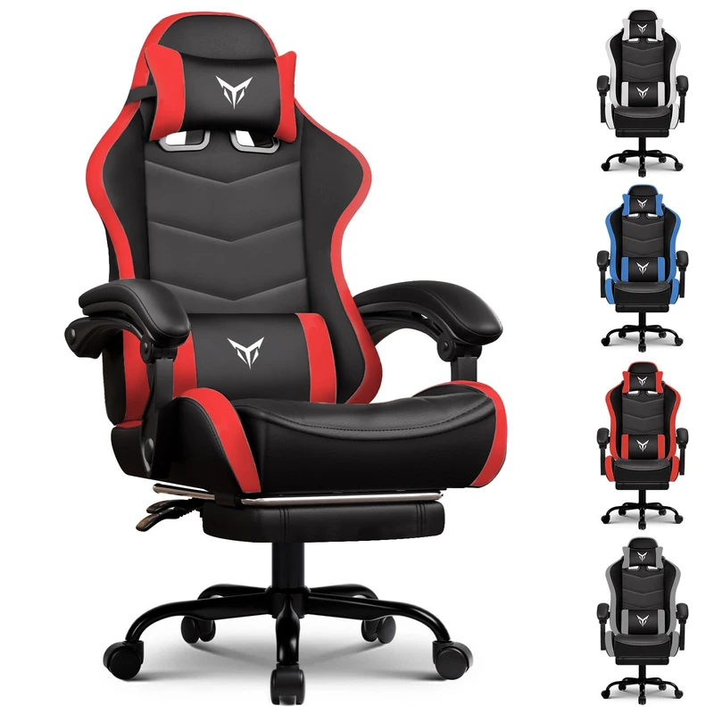 GTPLAYER Gaming Chair for Adults Heavy Duty Computer Chairs with Footrest Linkage Armrest and Lumbar Support, Ergonomic Height Adjustable PC Chair