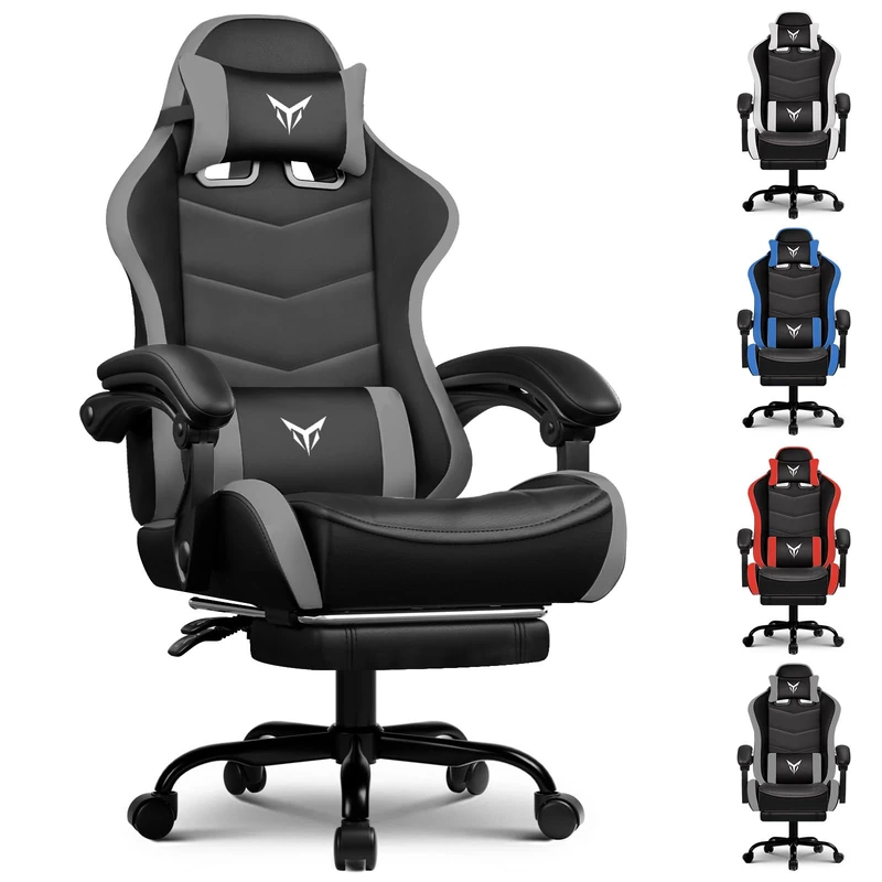 GTPLAYER Gaming Chair for Adults Heavy Duty Computer Chairs with Footrest Linkage Armrest and Lumbar Support, Ergonomic Height Adjustable PC Chair