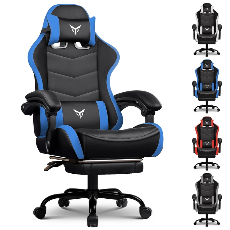 GTPLAYER Gaming Chair for Adults Heavy Duty Computer Chairs with Footrest Linkage Armrest and Lumbar Support, Ergonomic Height Adjustable PC Chair