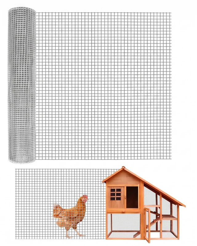 GarveeLife Sturdy Hot Galvanised 1/2 Inch Wire Mesh for Garden and Animal Husbandry - Durable as a Fence for Chicken Coop, Rabbit, Rodent Repellent - Rust Protection - Colour: Silver, Size: 0.9 x 15 m