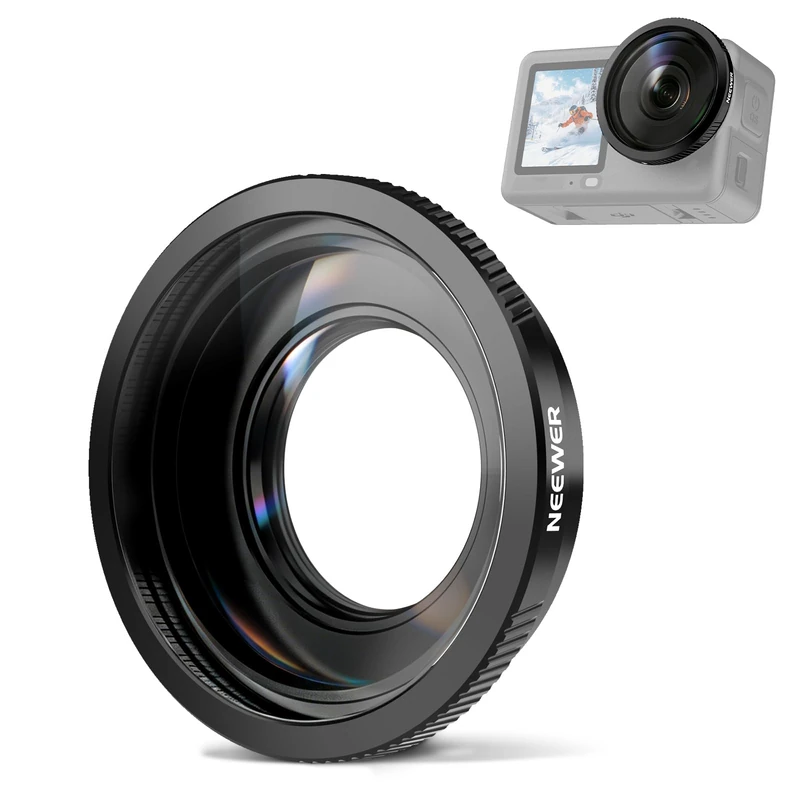 NEEWER Wide Angle Lens Compatible with DJI Osmo Action 6 Only, 180° FOV Multicoated HD Optical Glass 3 Elements 3 Groups Screw On Action Camera Lens Photography Accessories, FL-B53