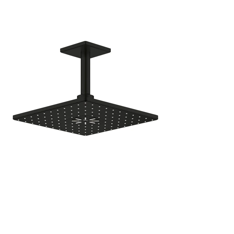 GROHE Rainshower 310 SmartActive Cube Head Shower Set with 2 Spray Options (Ceiling Mounted Showerhead 310mm with 142mm Shower Arm, Requires Rough-in), Square Shape, Matt Black, 264812430