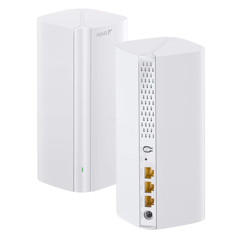 Tenda Nova ME3 Pro (Pack of 2) - BE3600 7 Mesh WiFi System (3.6Gbps | 5GHz: 2882Mbps, 2.4GHz: 688Mbps), Dual Band, for 2-3 Bedroom Homes, NFC, MLO, MRU, WPA3, White
