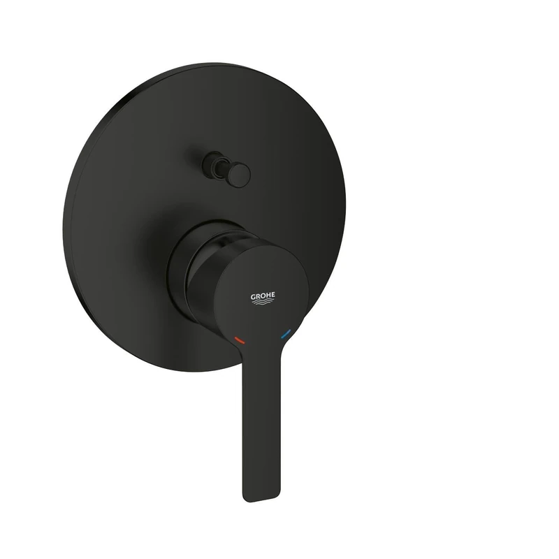 GROHE Lineare Concealed Single Lever Shower/Bath Mixer Trim Set with 2-Way Automatic Diverter (Metal Lever, 46 mm Ceramic Cartridge, Without Rough-in Box), Matt Black, 240642431