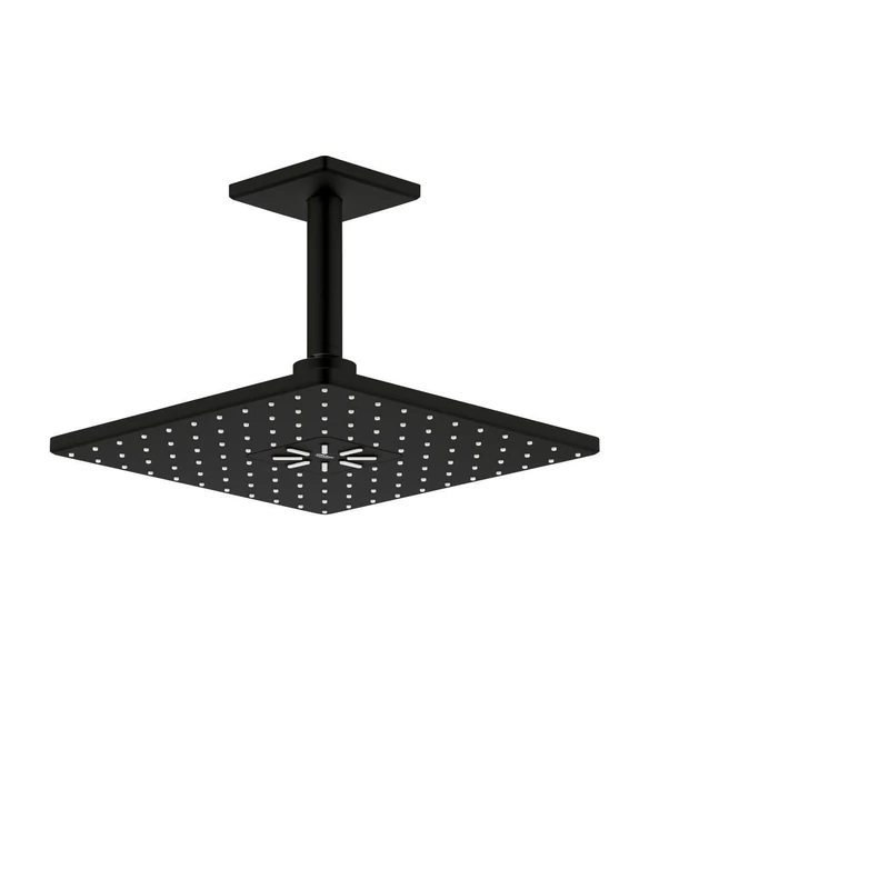 GROHE Rainshower 310 SmartActive Cube Head Shower Set with 2 Spray Options (Ceiling Mounted Showerhead 310mm with 142mm Shower Arm, Requires Rough-in), Square Shape, Phantom Black, 26481KF0