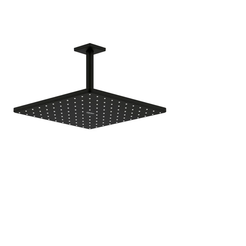 GROHE Rainshower 310 Mono Cube Head Shower Set (Ceiling Mounted, Water Saving Showerhead 310mm with 142mm Shower Arm, PureRain Spray Pattern), Square Shape, Phantom Black, 26566KF0
