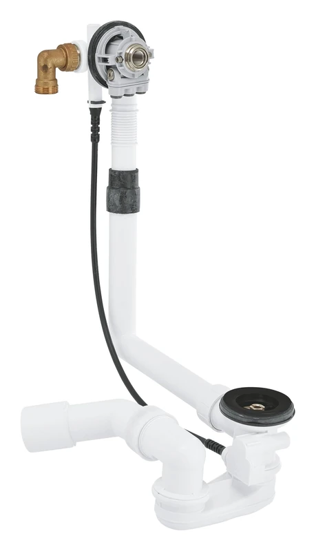 GROHE Talentofill Inlet - Pop-Up and Waste-System for Normal Baths (with Bottle Trap and 45° Outlet-Bend, Without Finishing Trim Set), Matt Black, 289902430