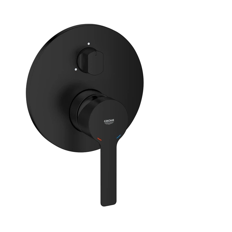GROHE Lineare Concealed Single Lever Shower/Bath Mixer Trim Set with 3-Way Diverter (Metal Lever, 46 mm Ceramic Cartridge, Without Rough-in Box), Matt Black, 240952431