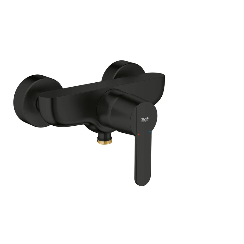 GROHE Get Single Lever Shower Mixer Tap (Wall Mounted Exposed, Metal Lever, 46 mm Ceramic Cartridge, Protected Against Backflow), Matt Black, 328882430
