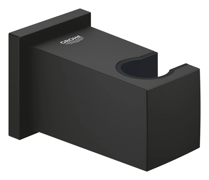 GROHE Euphoria Cube Shower Outlet Elbow with Wall Shower Holder, Male Connection Thread 1/2 Inch, Protected Against Backflow, Phantom Black, 26370KF0 - Image 1