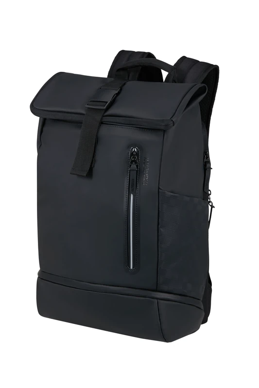 American Tourister Urban Tide - Rolltop Laptop Backpack 15.6", Water-Repellent Business & Travel Backpack with Shoe/Clothing Compartment, for Office, School & University - Black