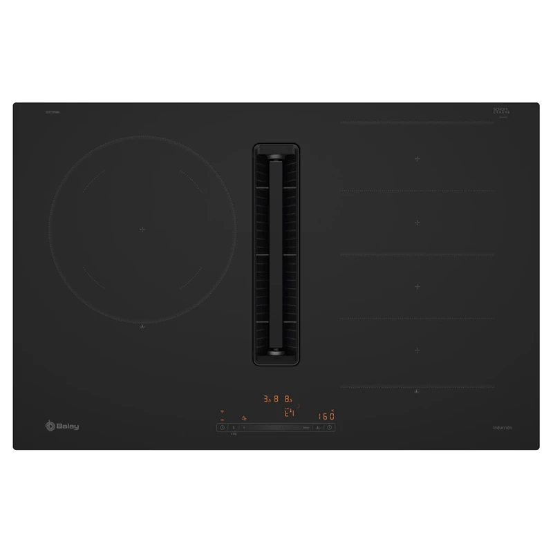Balay 3EBC989MH Induction Hob with Integrated Extractor Fan 80 cm Wide Total FlexInduction Sliding Control Home Connect Matte Black - Image 1