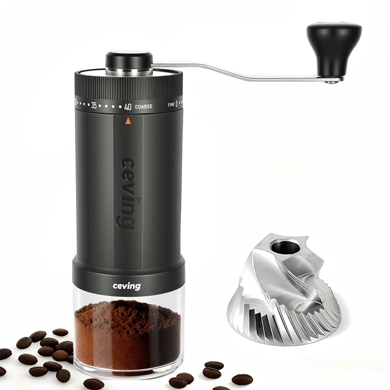 CEVING World's First 60g Large Capacity Manual Coffee Grinder, Gray