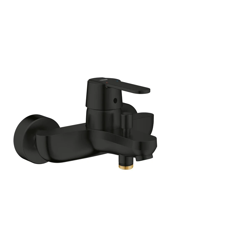 GROHE Get Single Lever Bath/Shower Mixer Tap with Automatic Diverter (Wall Mounted Exposed, Metal Lever, 46 mm Ceramic Cartridge, Protected Against Backflow), Matt Black, 328872430