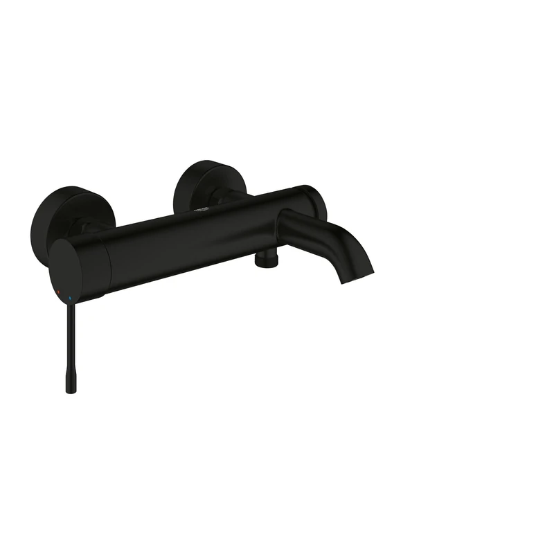 GROHE Essence Wall Mounted Exposed Bath Filler Tap (Metal Lever, 35 mm Ceramic Cartridge, Automatic Bath/Shower Diverter, Protected Against Backflow, Min Pressure 1.0 Bar), Matt Black, 336242431