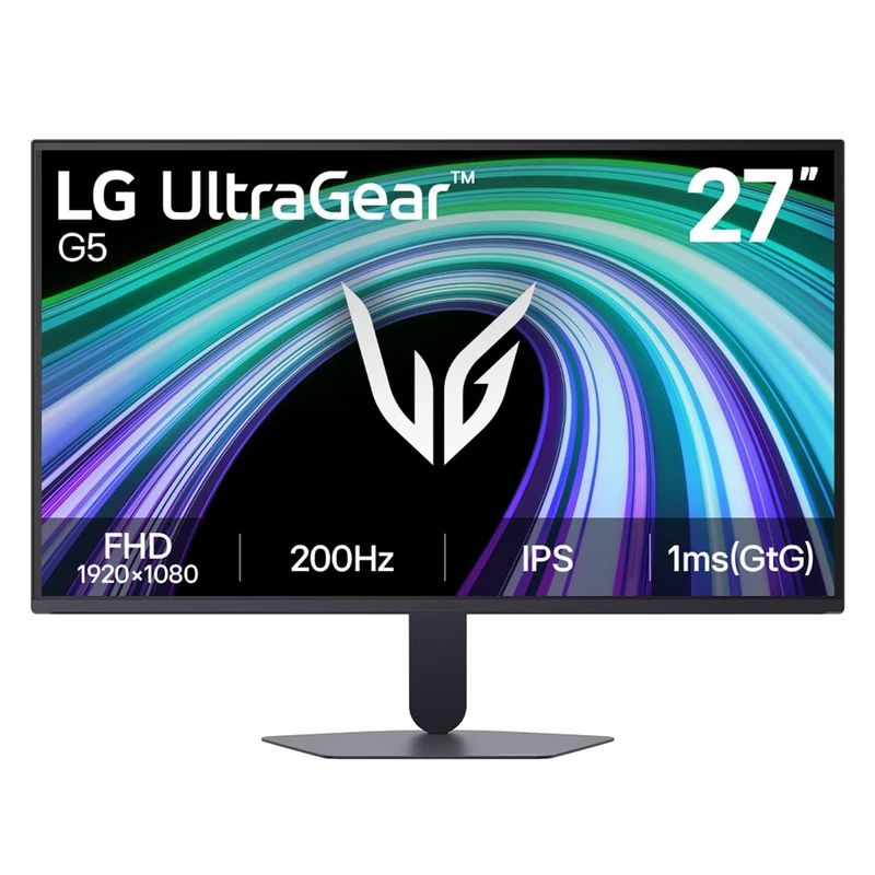 LG UltraGear™ G5 27G523B-B 27 inch FHD 200Hz IPS Gaming Monitor | sRGB 99%, HDR10, 1ms GtG, G‑SYNC Compatible, FreeSync Premium, HDMI & DisplayPort, Tilt Adjustable Stand