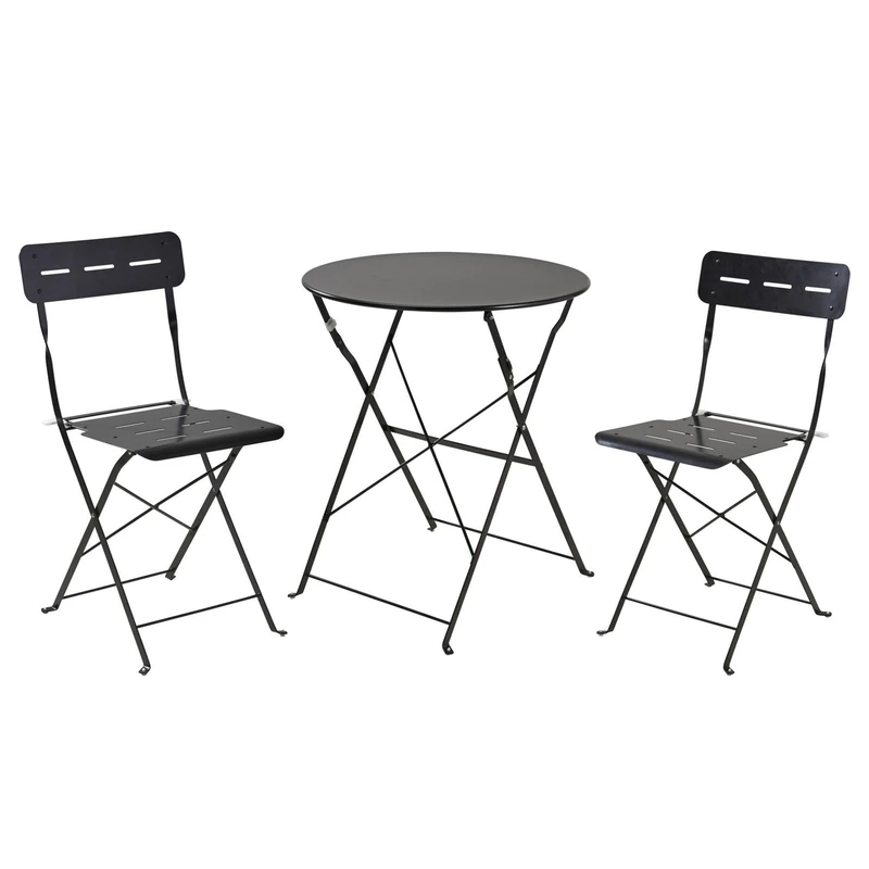 Outdoor Garden Patio Table and Chairs Set, Folding: 3-Piece Folding Bistro Set - Image 1