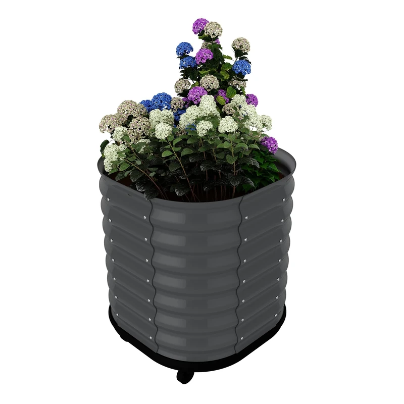 Large Galvanised Steel Raised Planter on Wheels, Raised Vegetable Garden with Water Reserve, Durable & Rustproof, Raised Tub/Square Vegetable Garden for Garden, Terrace, Balcony (60 x 60 x 70 cm, Grey