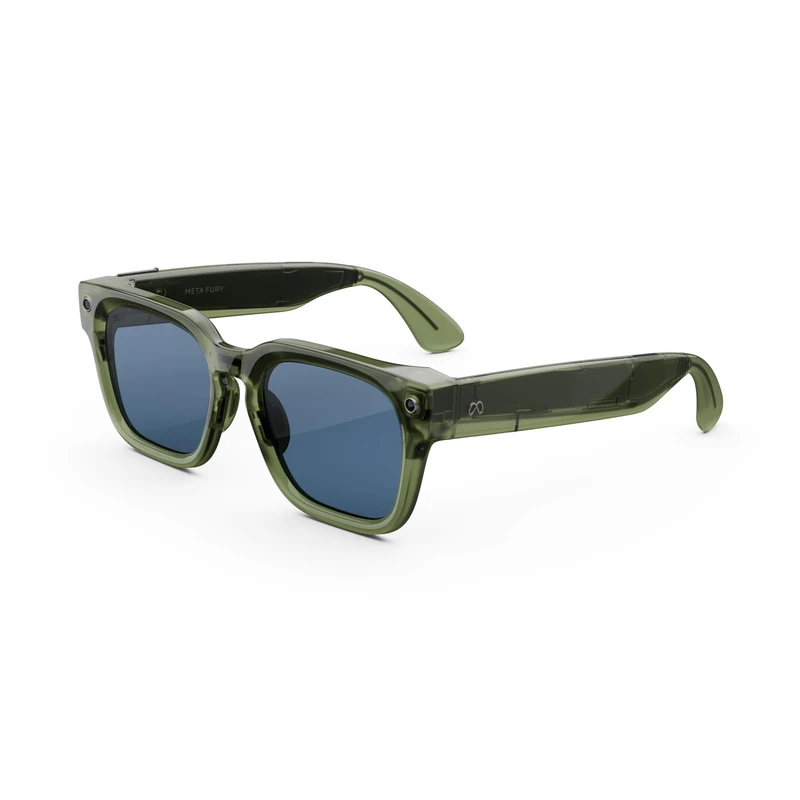 Meta Fury Racing Green | AI glasses for women, men AI, 12MP camera, live translate – 3K HD resolution – 8+ hour battery – Light Blue Atlantic lenses