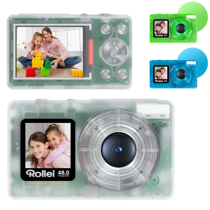 Rollei Compactline Pocket Transparent Digital Camera 48MP 4K with Dual Screen Digital Zoom 18X Compact Camera, Camera, Digital Camera, Camera
