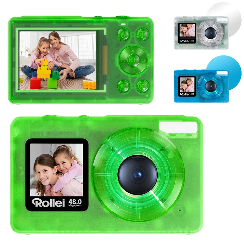 Rollei Compactline Pocket Transparent Green Digital Camera 48MP 4K with Dual Screen Digital Zoom 18X Compact Camera, Camera, Digital Camera, Camera - Image 1
