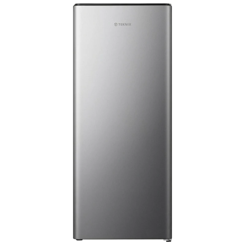 Teknix T2R128S 52cm Freestanding Retro Fridge - 165 Litre Capacity with 4 Star Ice Box - Chrome Wine Rack - Stainless Trim - Silver - E Rated, H128.0 x W52.0 x D51.0