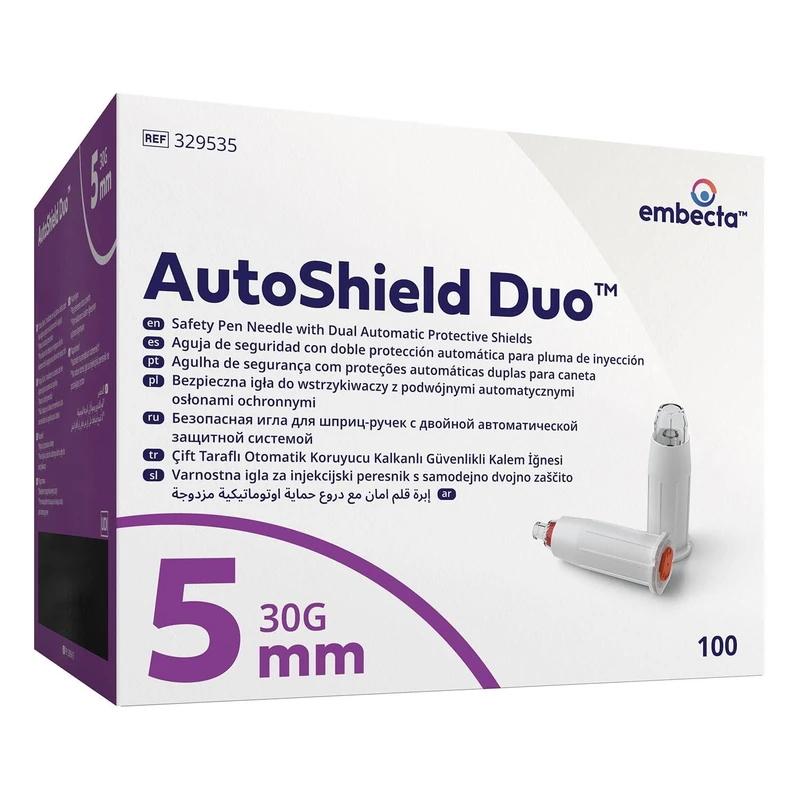 Embecta AutoShield Duo 30G x 5mm Safety Pen Attachments | Dual Automatic Protective Shields | Compatible with Most Pen Injectors | Thin Wall Technology for Smooth Experience | Model: 329535 | 100 Pack - Image 1